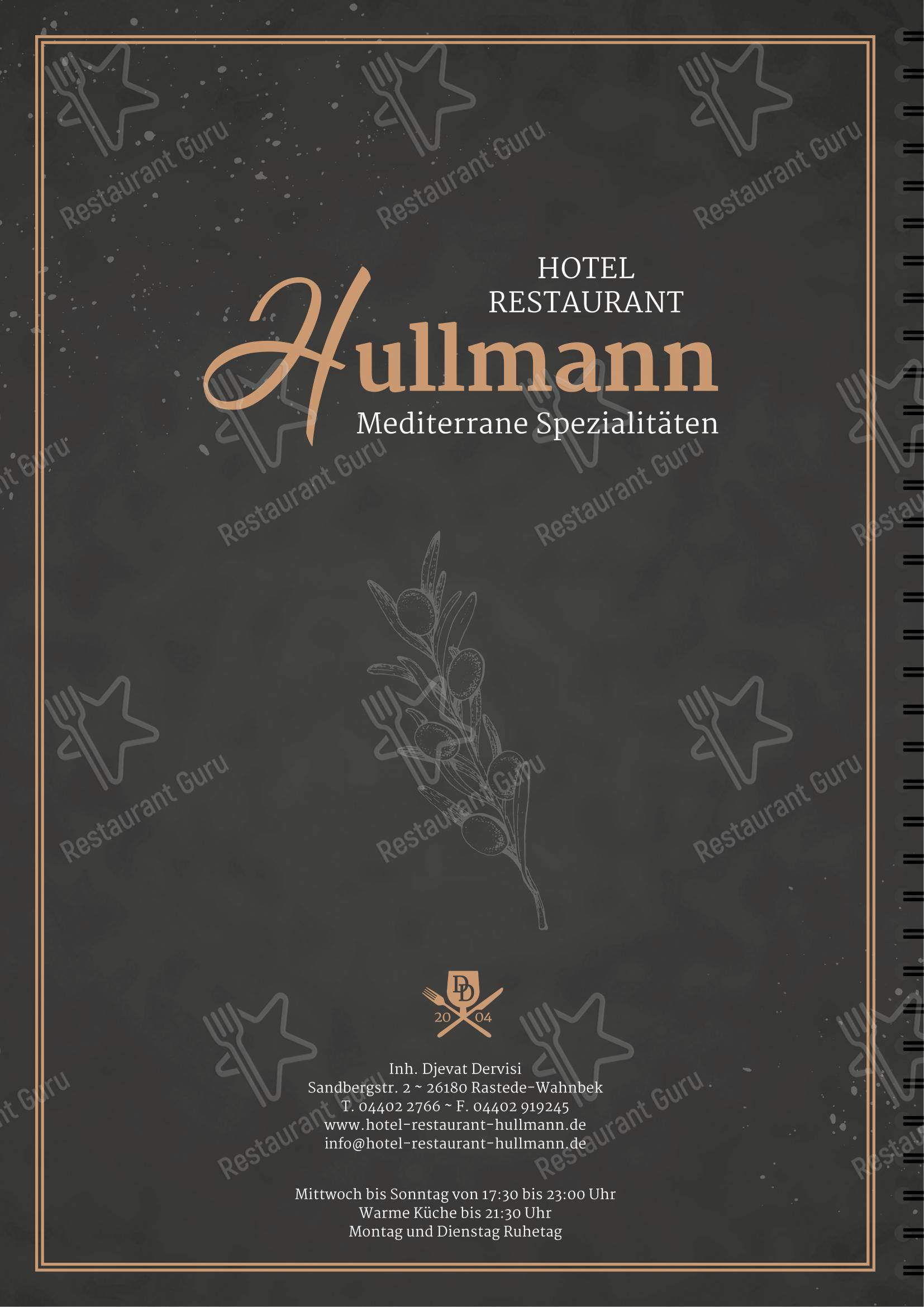 Меню ресторана Hotel Restaurant Hullmann в Растеде