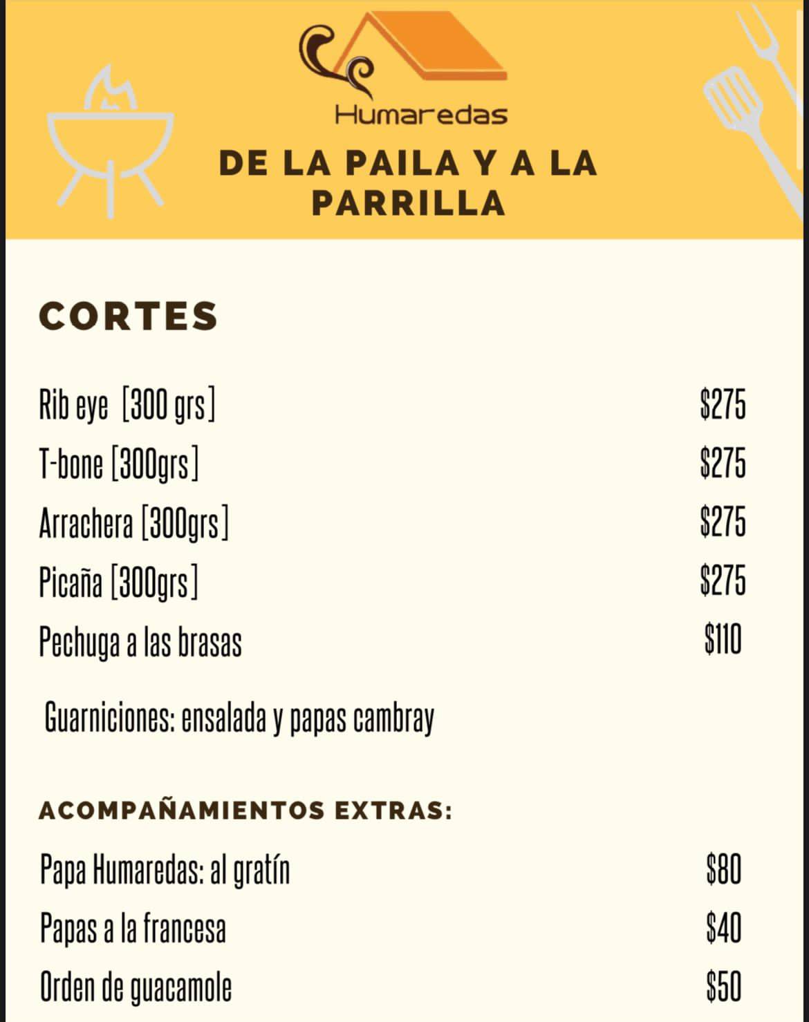 Restaurante Humaredas меню
