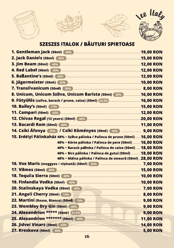 Ice Italy меню