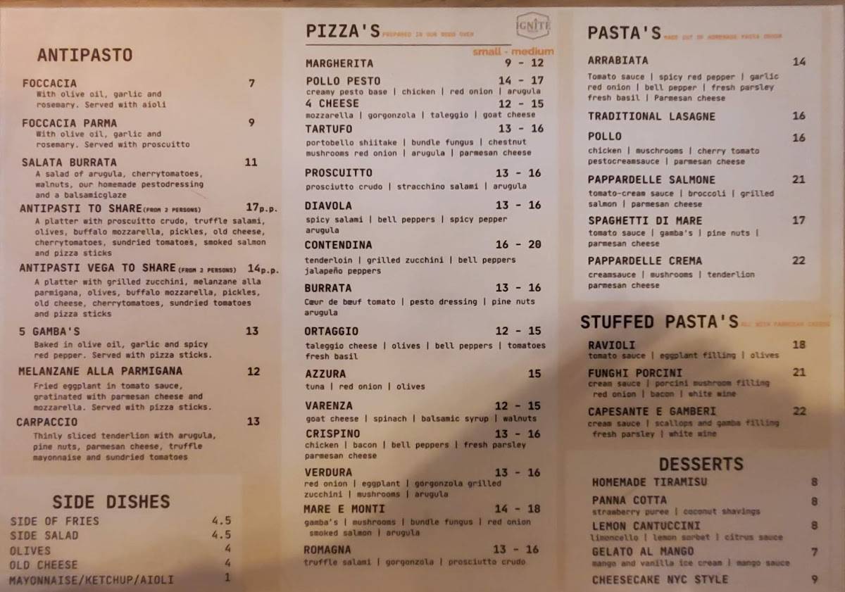 Restaurant Ignite Haarlem меню
