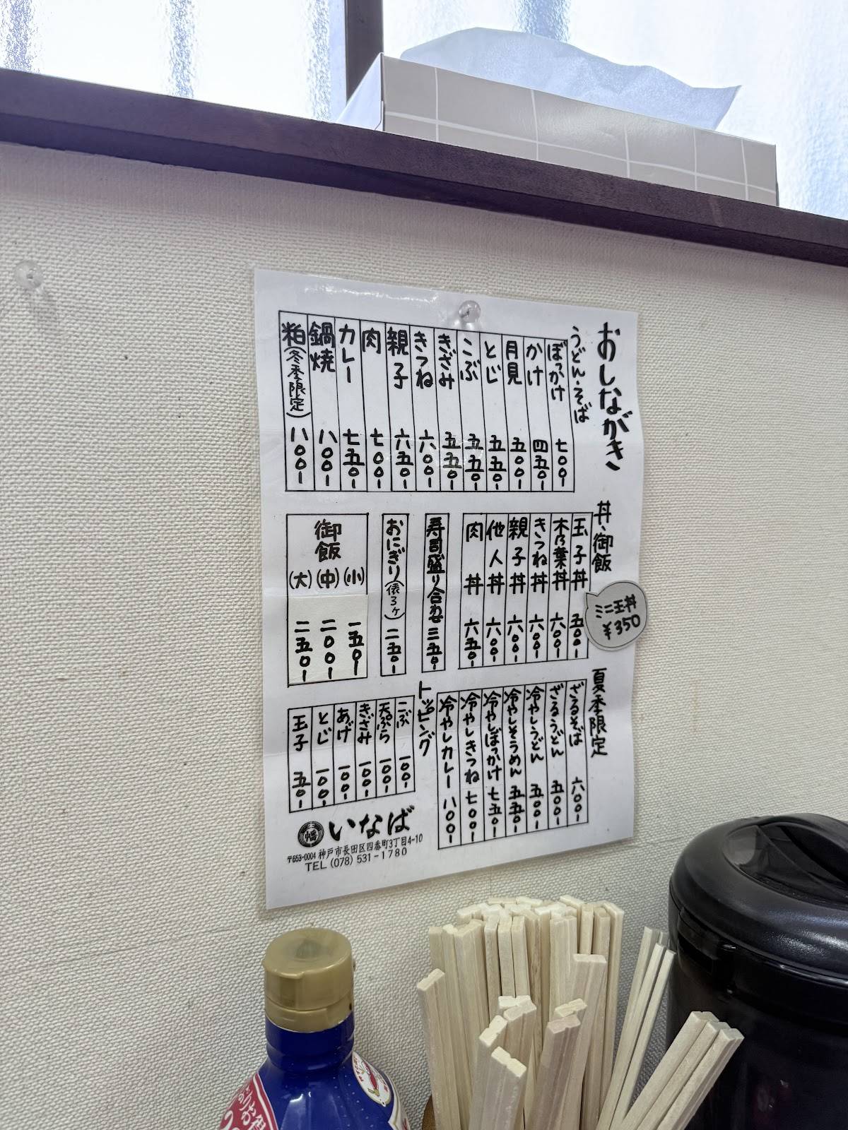 Inaba меню
