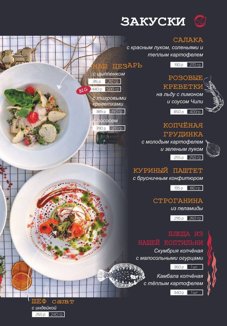 Карамзинъ меню
