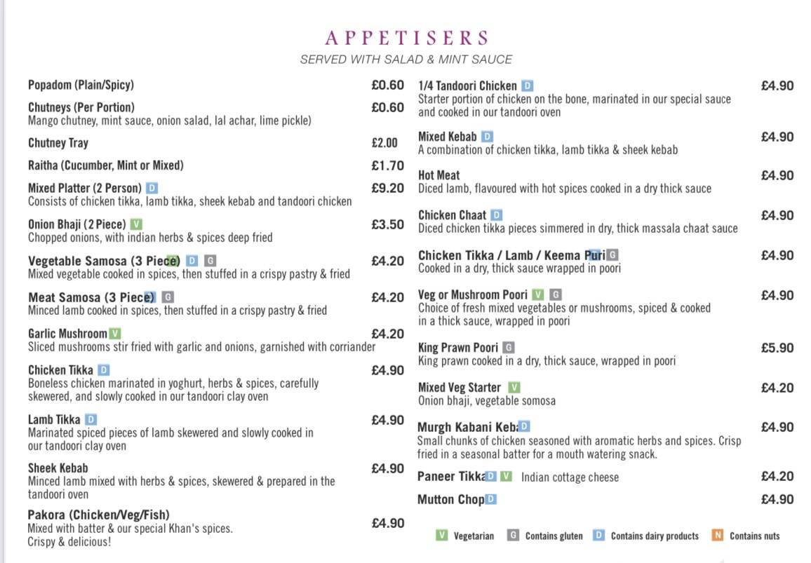 Khan’s Indian Takeaway меню