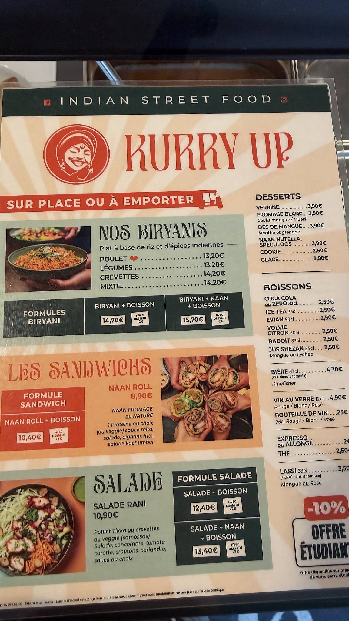 Kurry Up Rennes меню