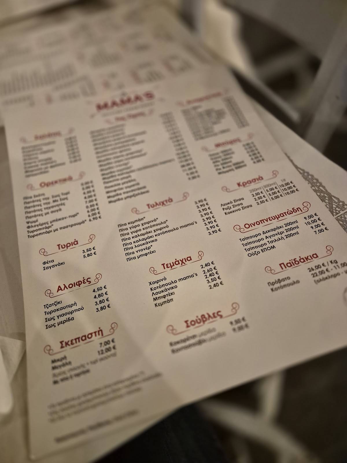 Mamas Grill House меню