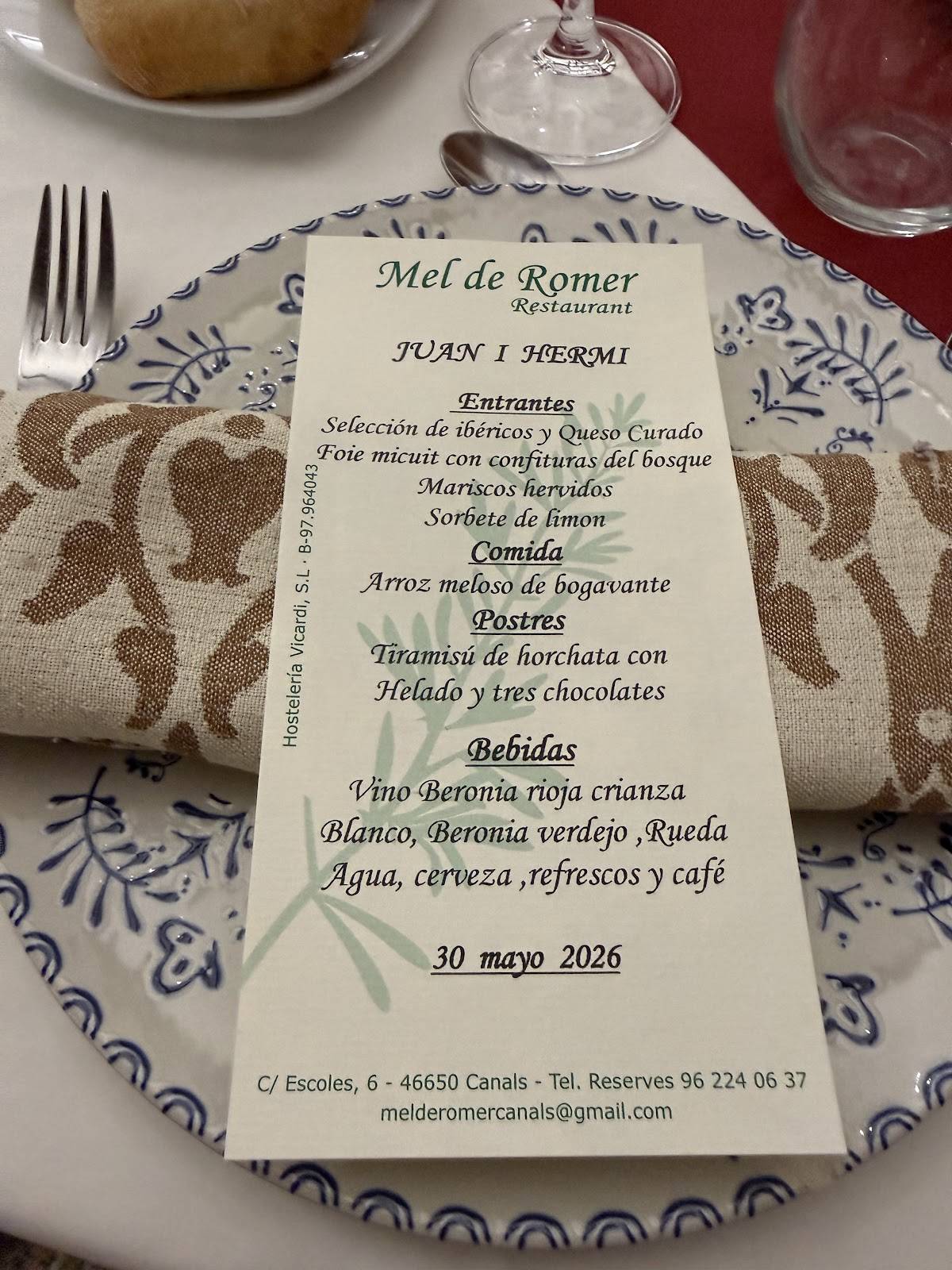 Restaurant Mel de Romer меню
