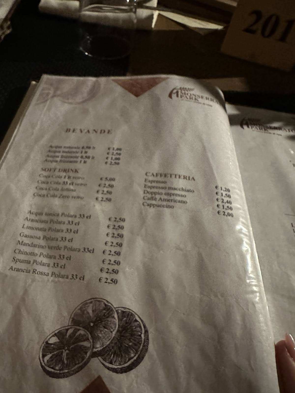 Monserrato Park Ristorante Pizzeria меню