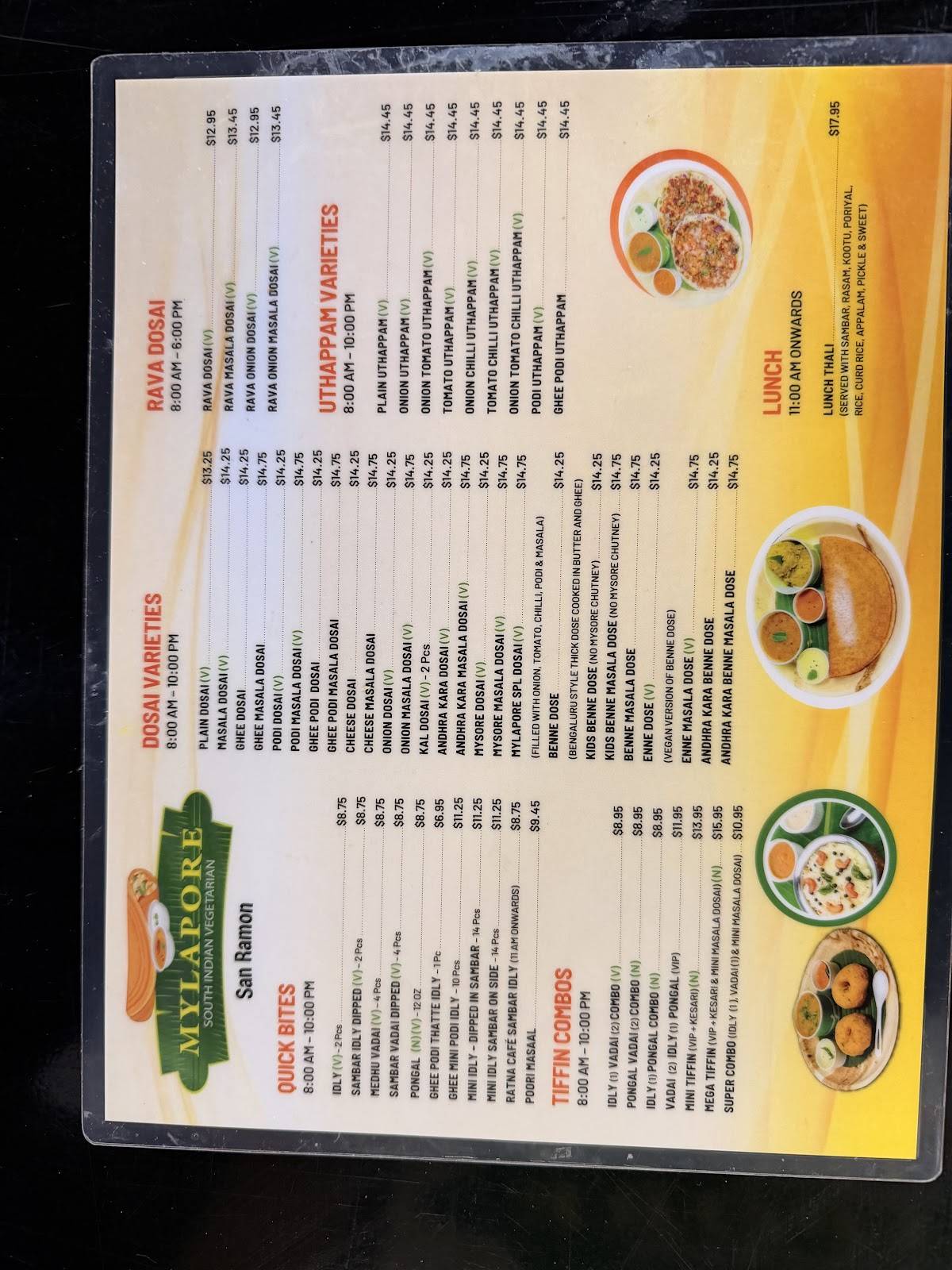 Mylapore - San Ramon меню
