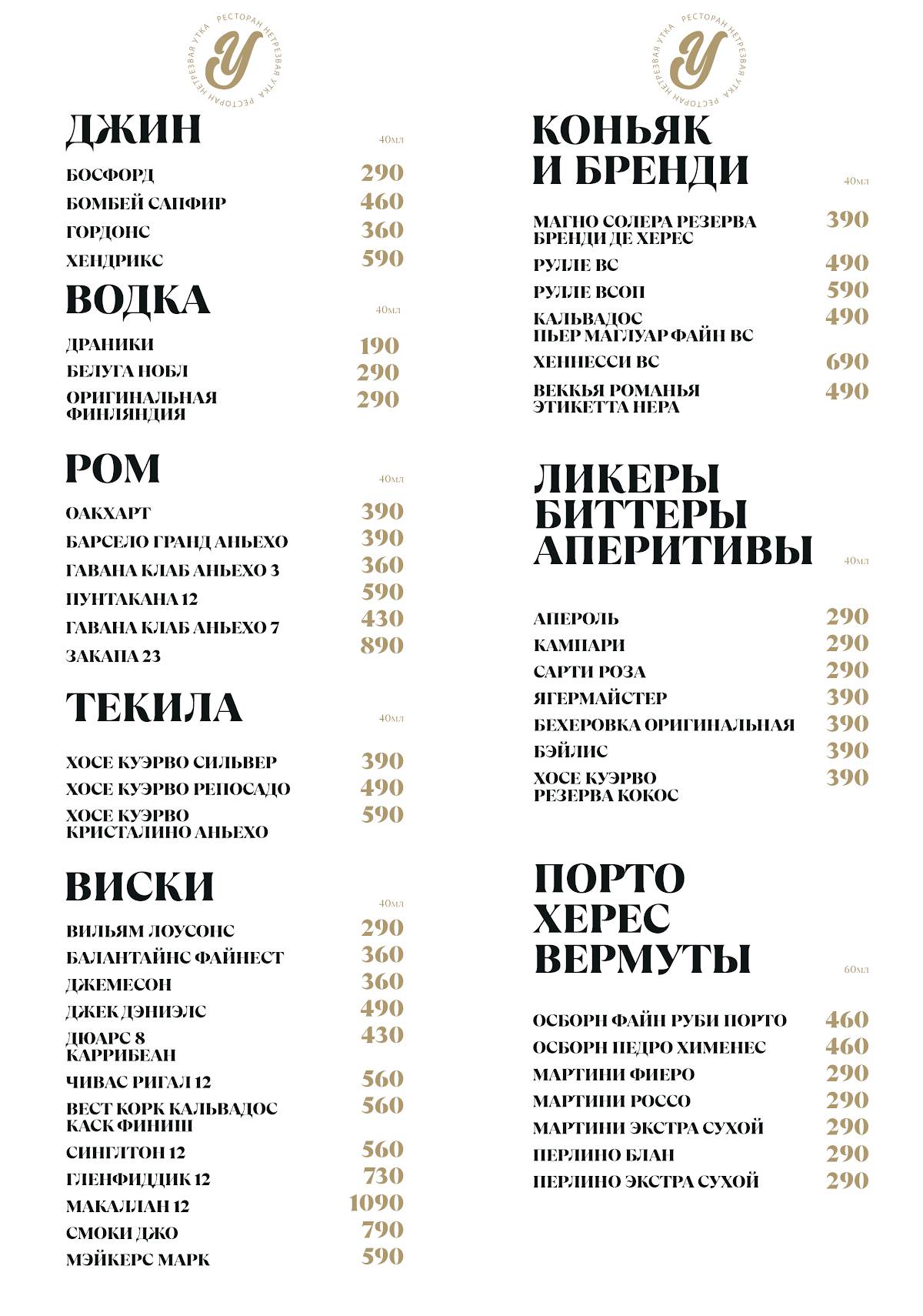 НеТрезвая Утка меню