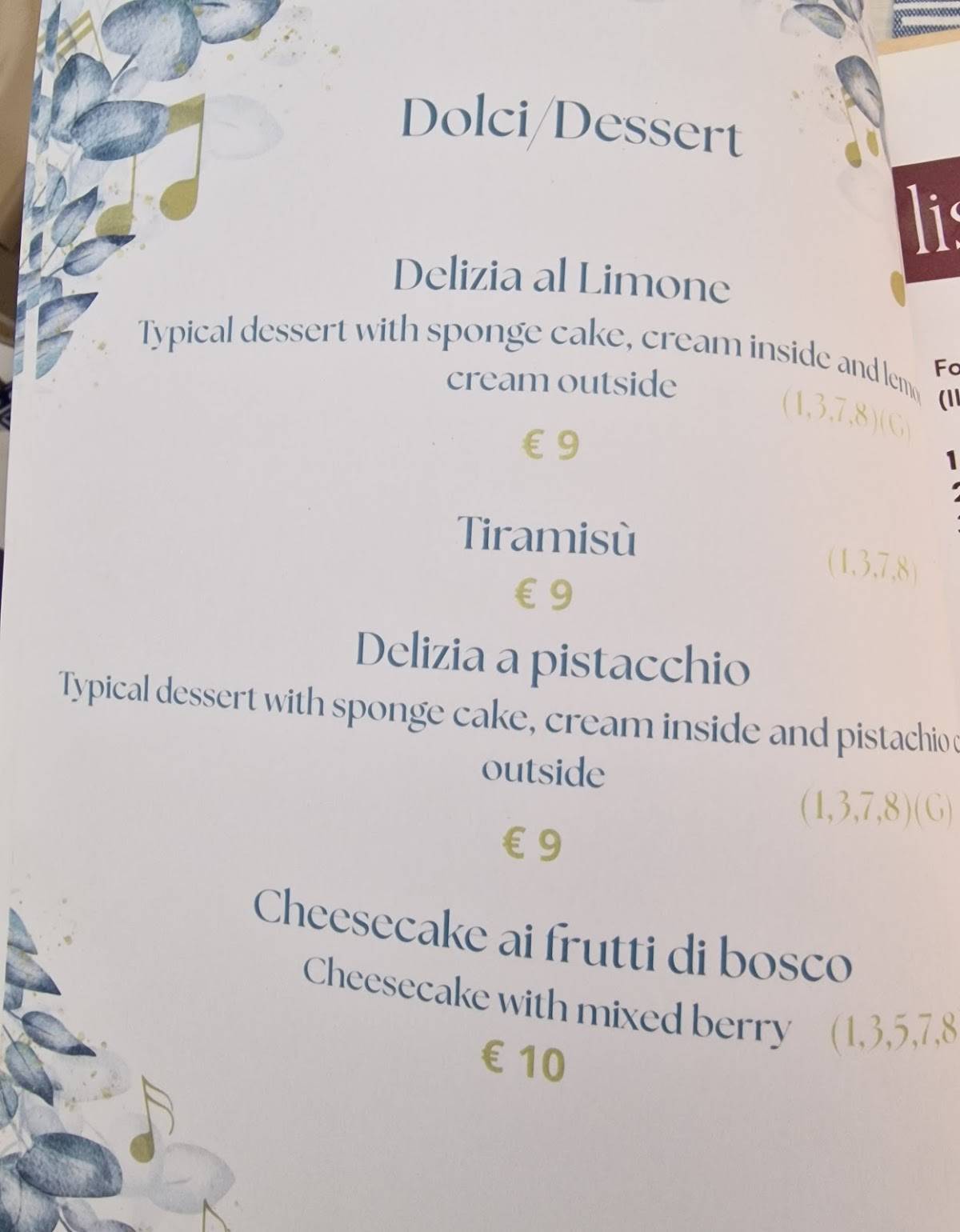 Osteria Ravello меню