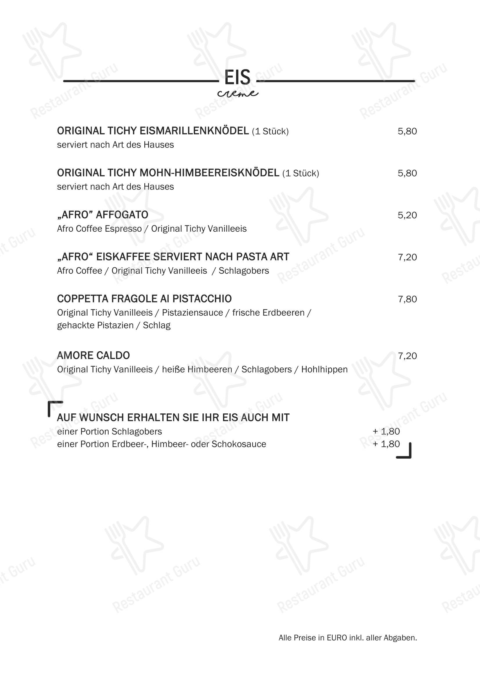 Меню напитков пиццерии Restaurant Pasta в Мёдлинге