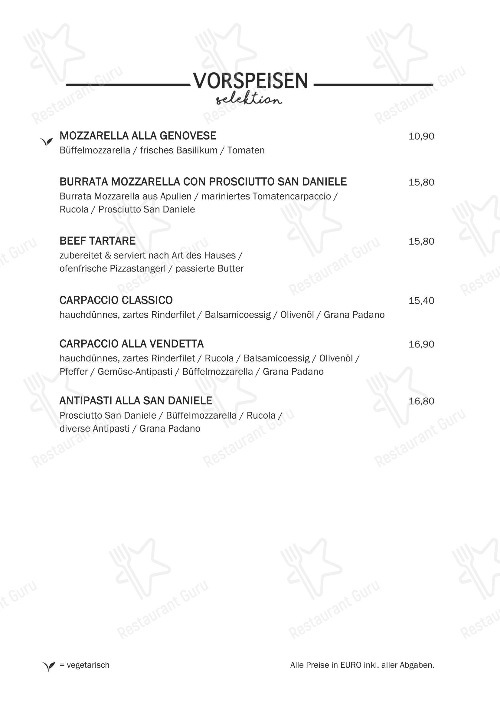 Меню напитков пиццерии Restaurant Pasta