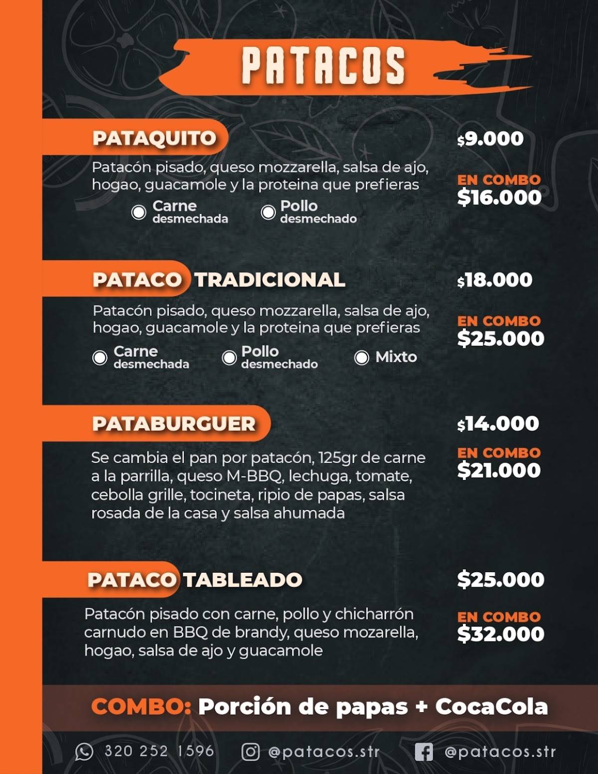 Patacos меню