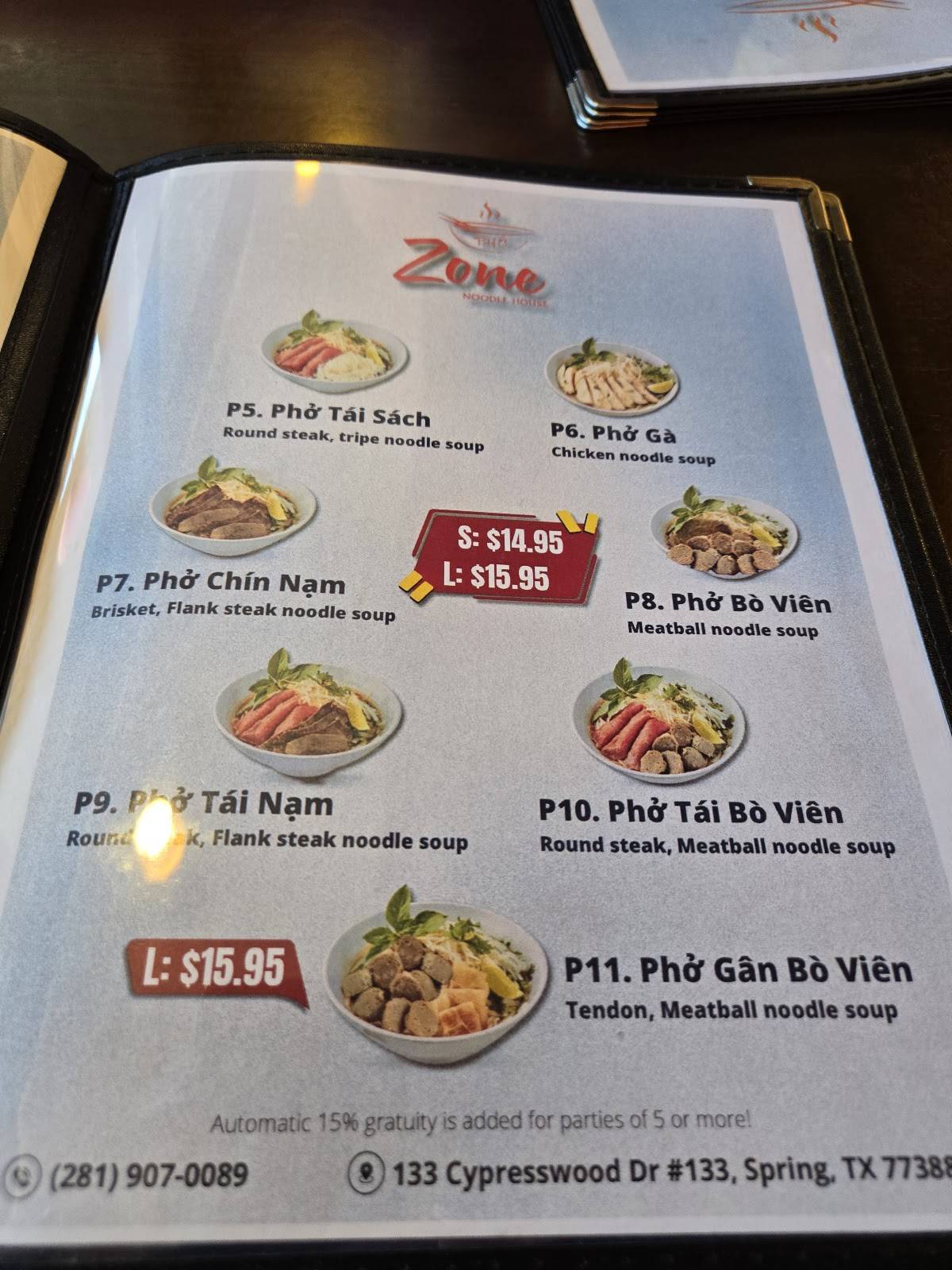 Phở Zone меню