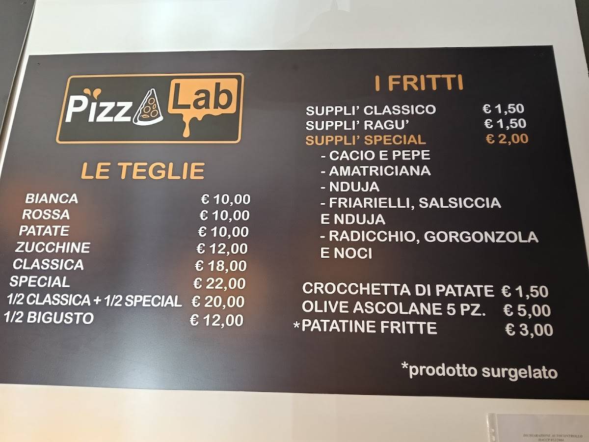 PizzaLab меню