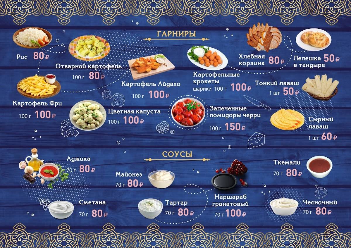 Квинстаун меню