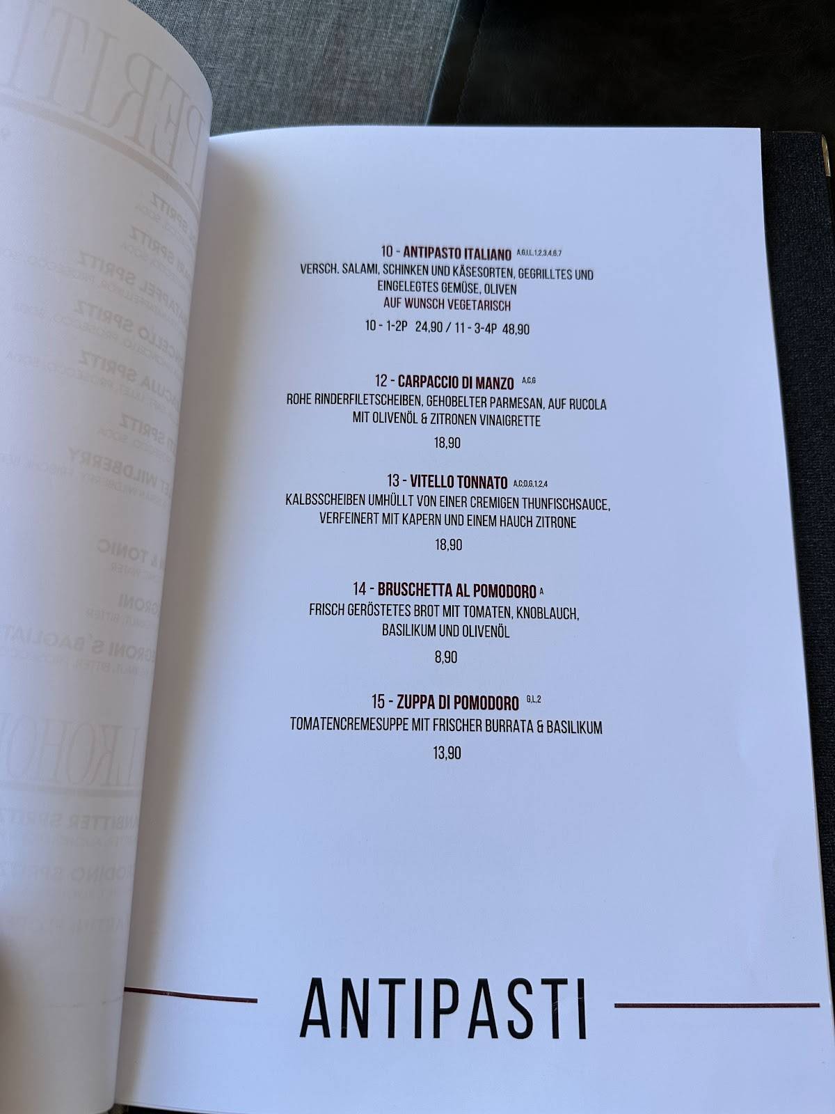 Restaurant Weitblick da Franco меню