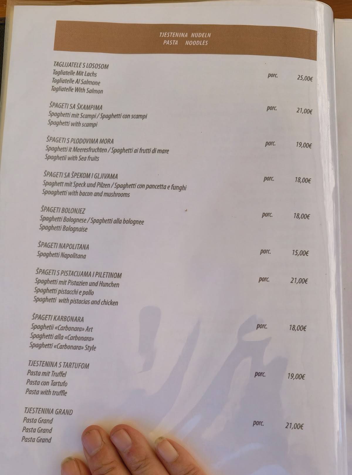 Restoran Grand меню