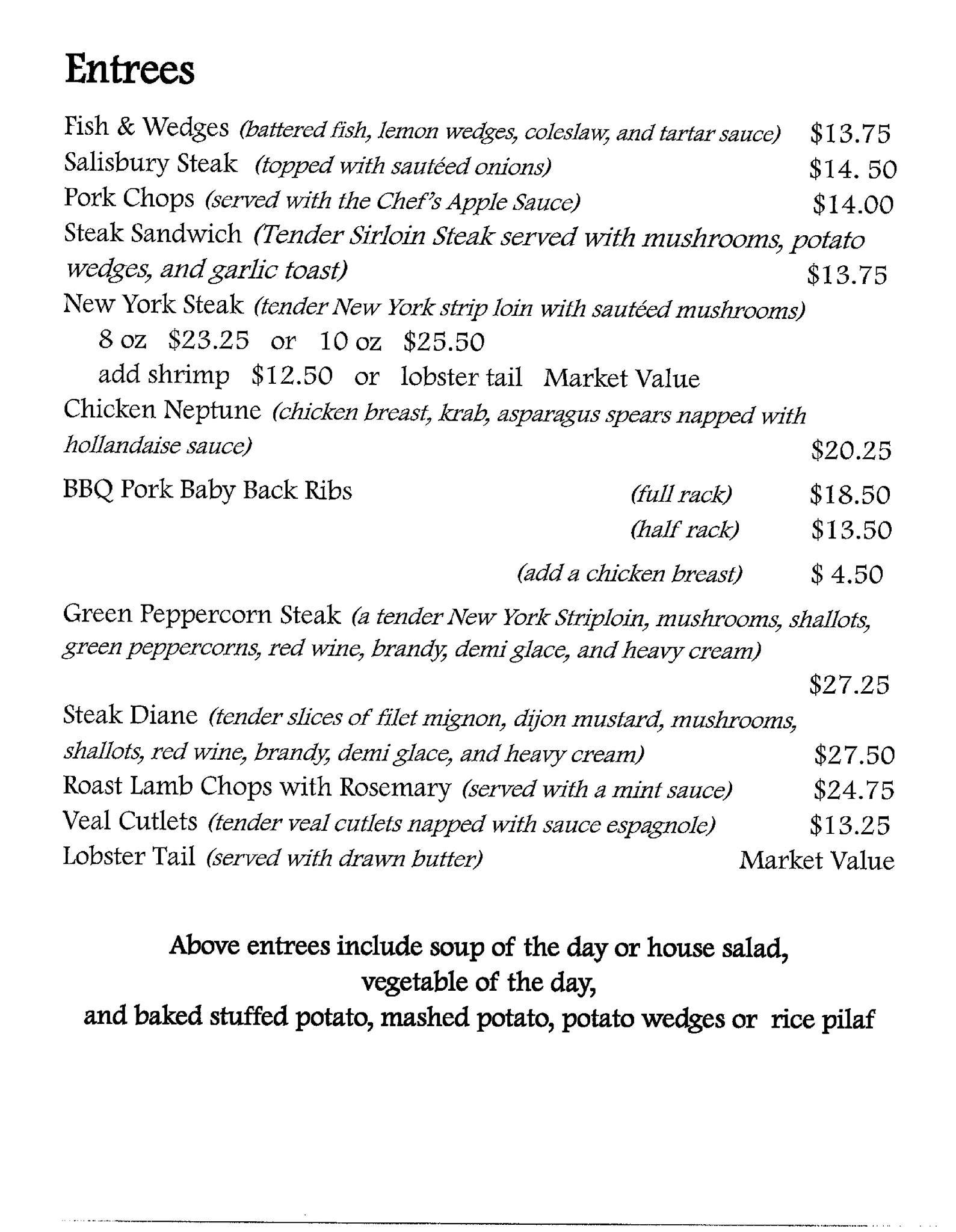 Richard's Family Restaurant меню