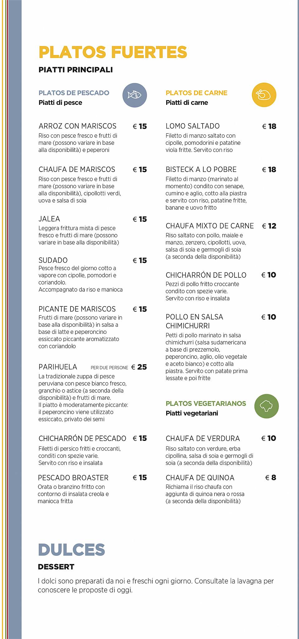 Ristorante Mi Rico Perù меню