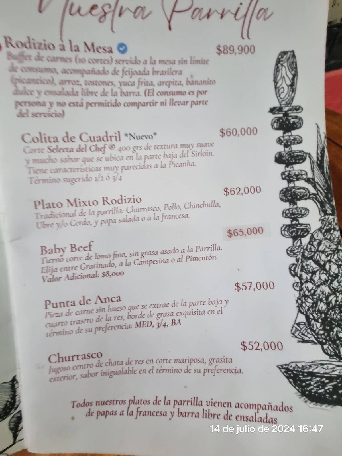Rodizio Cúcuta меню