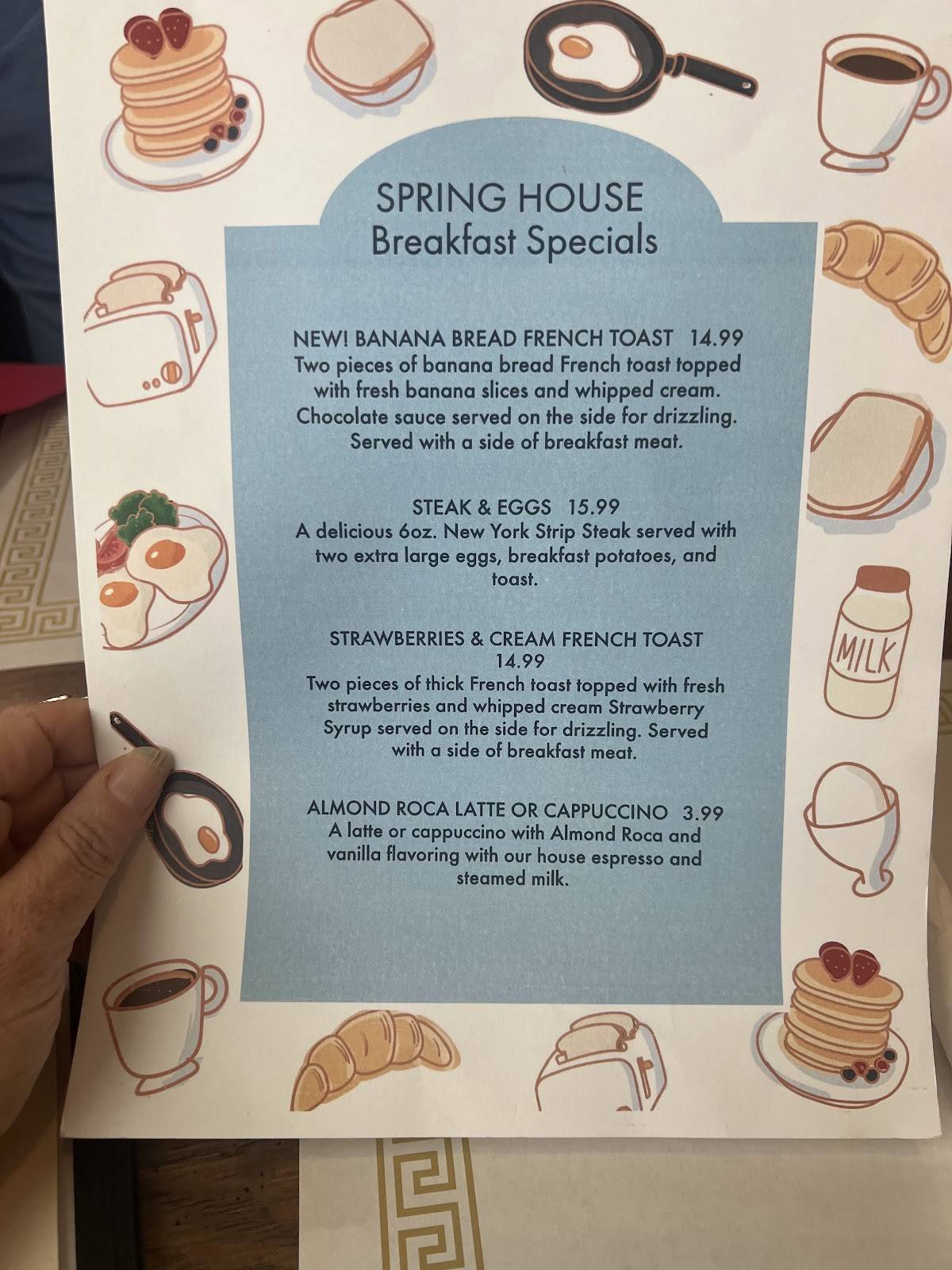 Spring House Grille меню