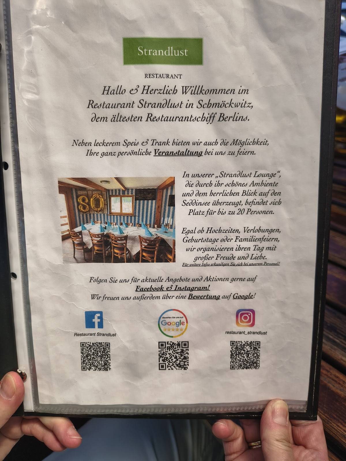 Restaurant Strandlust меню