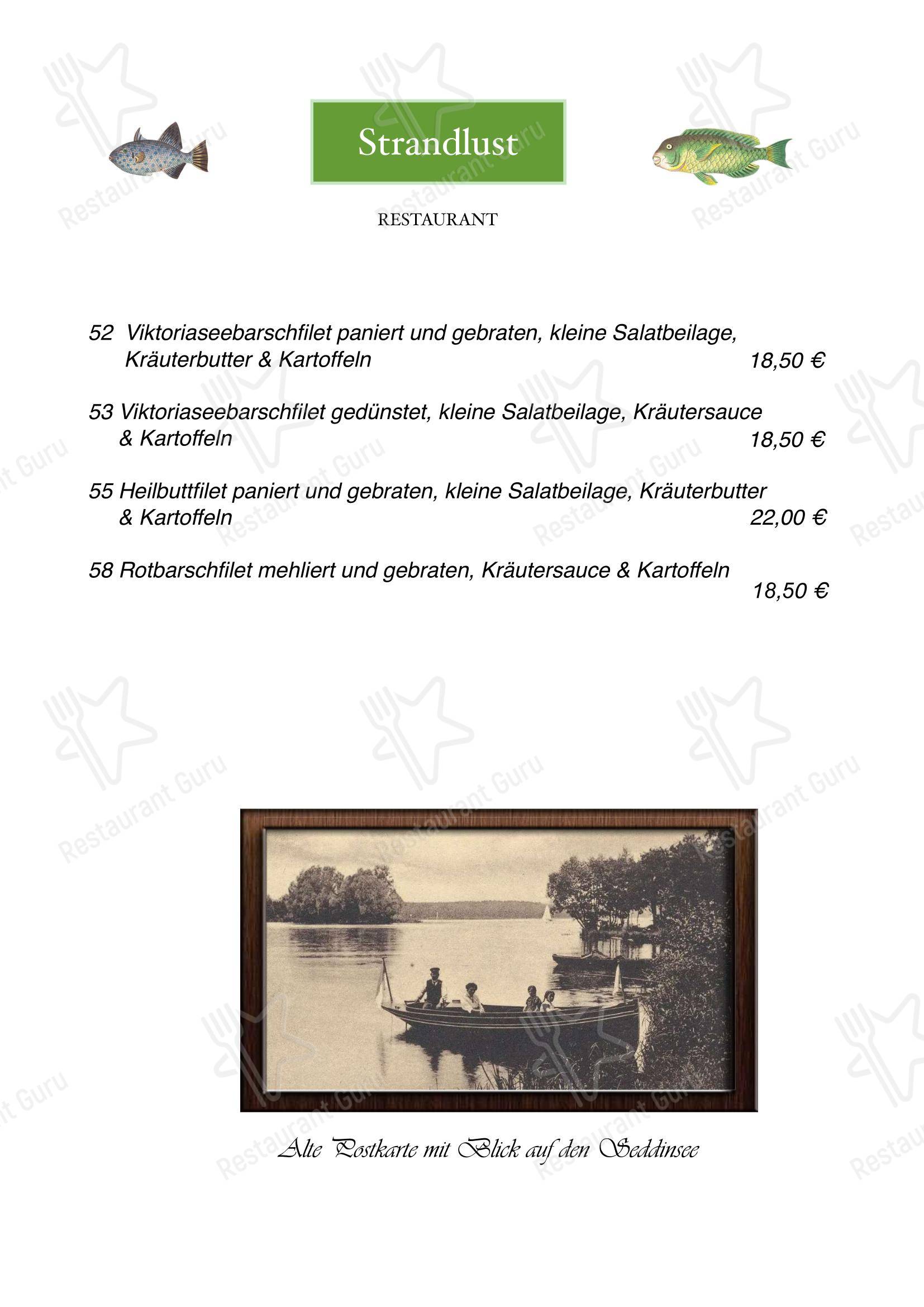 Меню ресторана Restaurant Strandlust - Меню