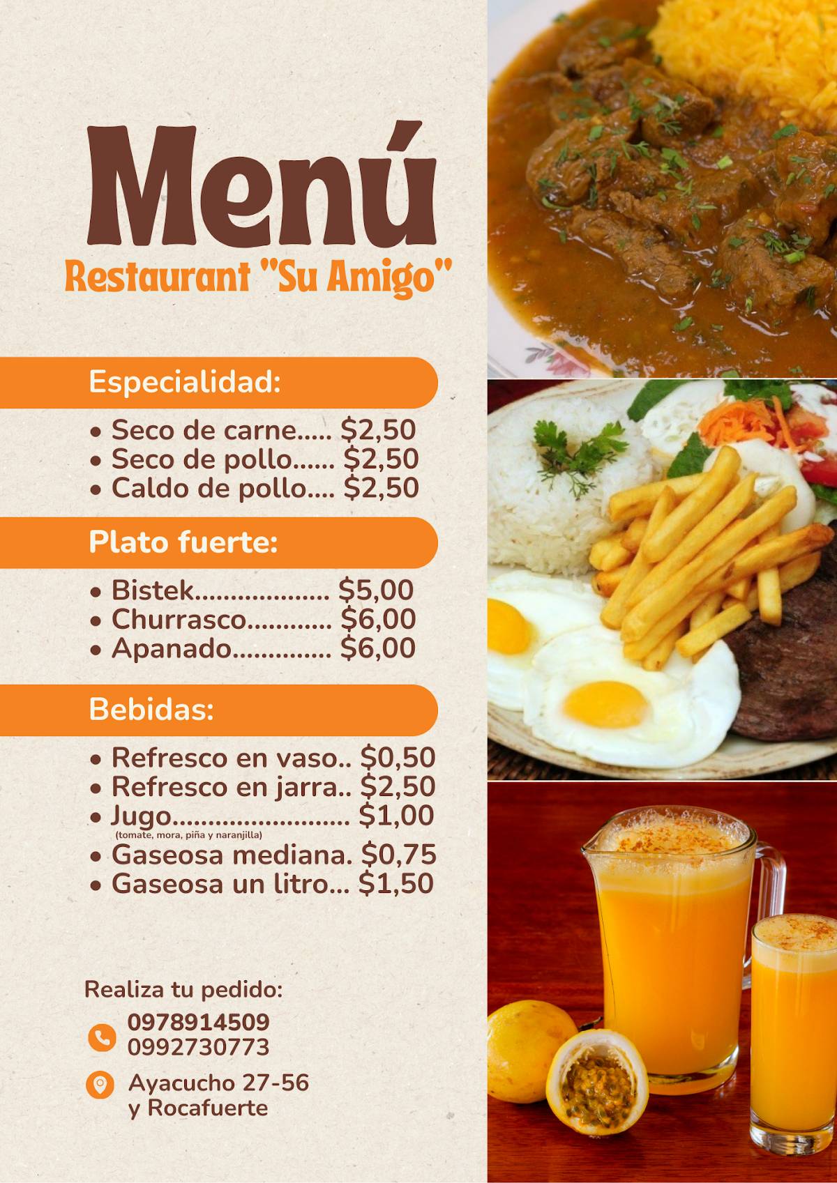 Restaurant "Su Amigo" меню