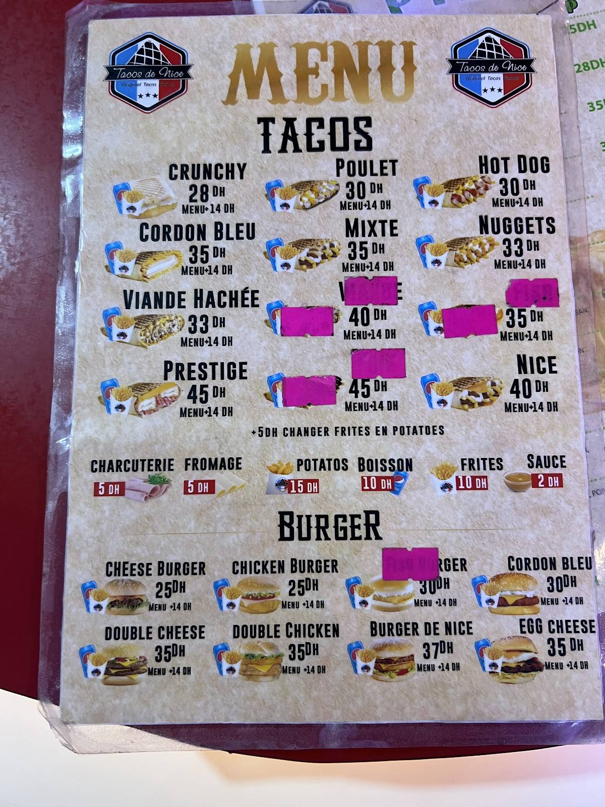 Tacos de Nice (Centre) меню