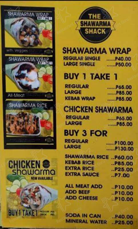 The Shawarma Shack меню