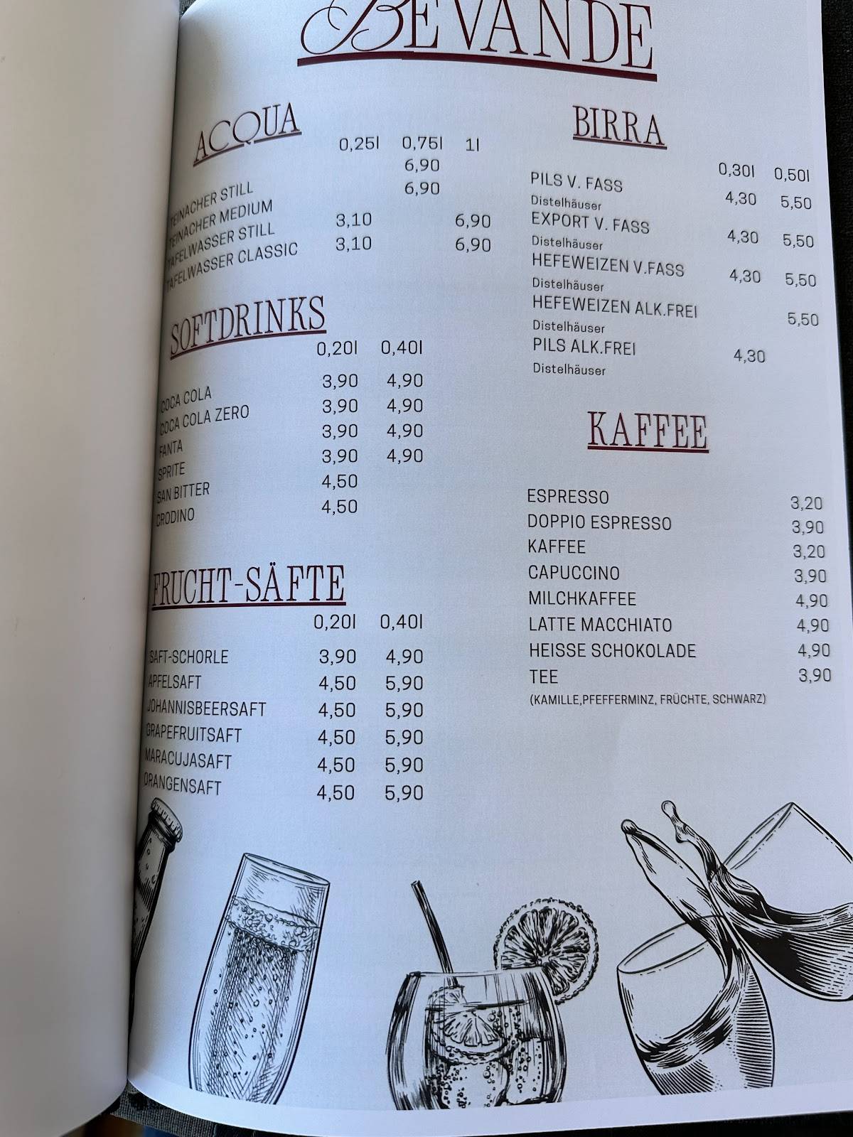 Restaurant Weitblick da Franco меню