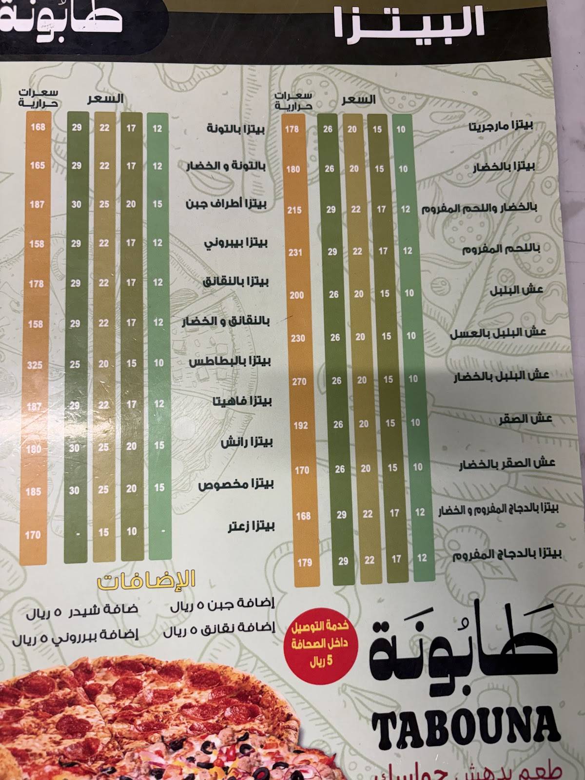 طابونة меню