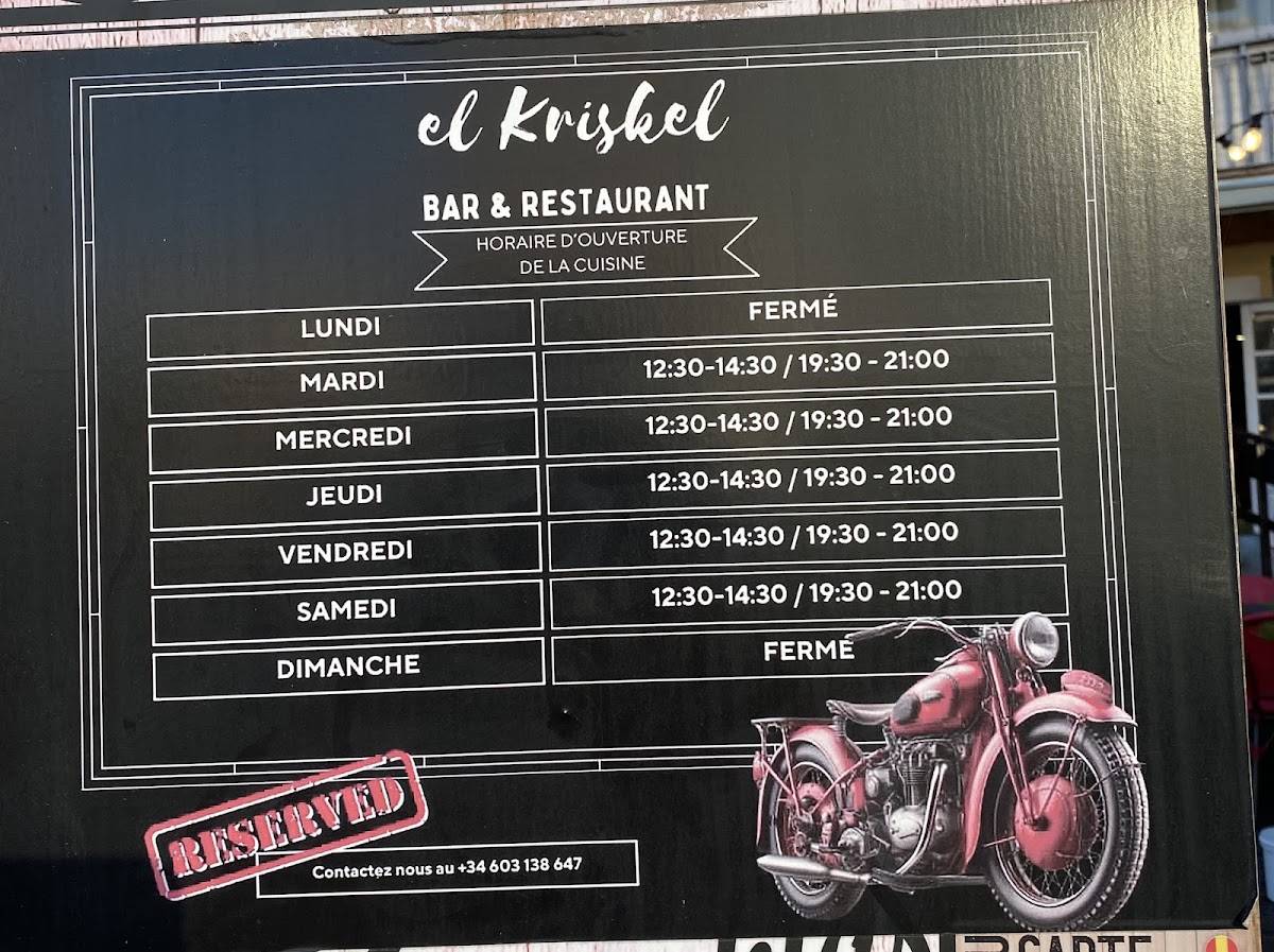 Restaurante El Kriskel меню