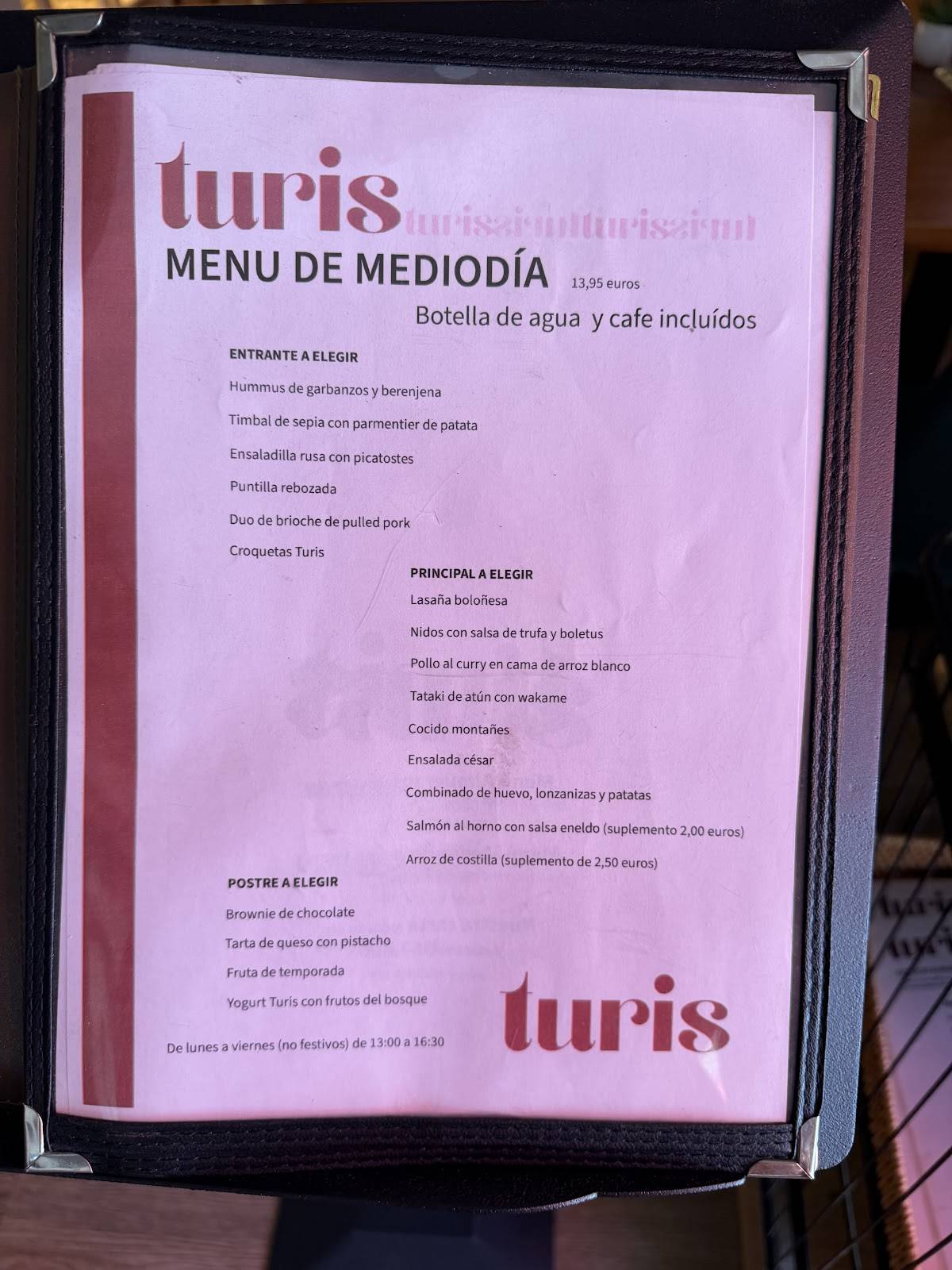 Restaurante Turis меню