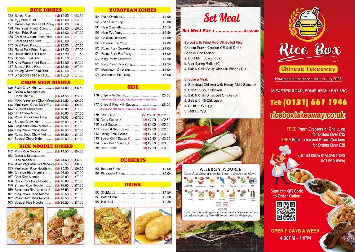 Ricebox easter rd edinburgh меню