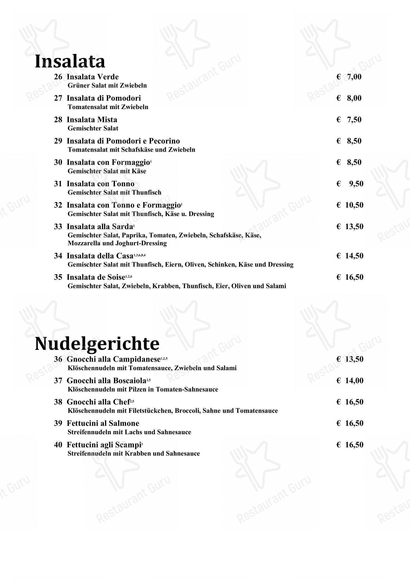 Меню пиццерии Ristorante Angelo