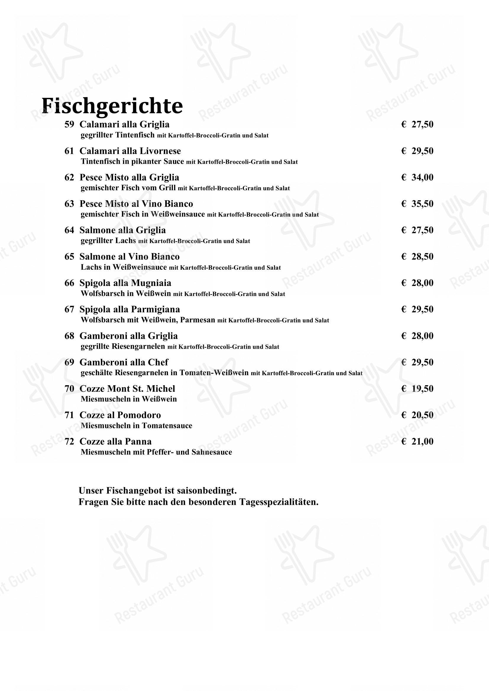 Меню пиццерии Ristorante Angelo