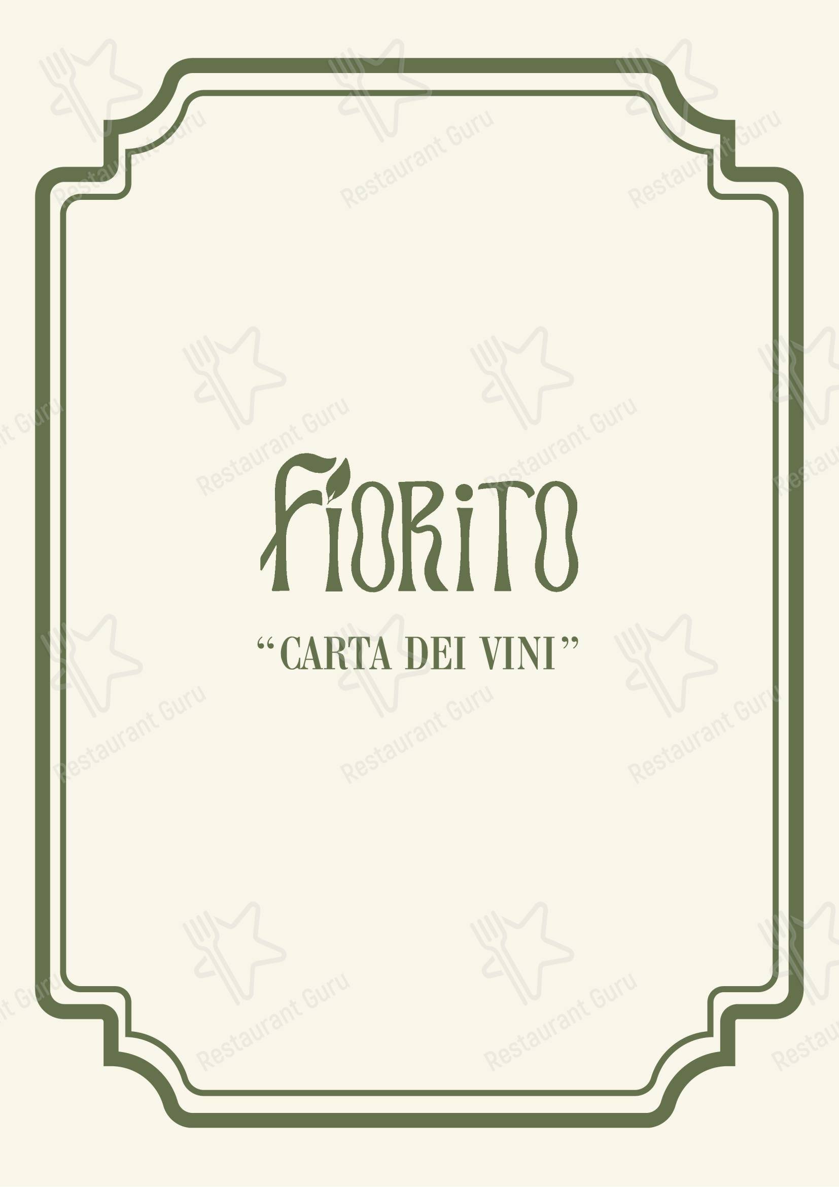Dinner Menu ресторана Ristorante Fiorito в Риме