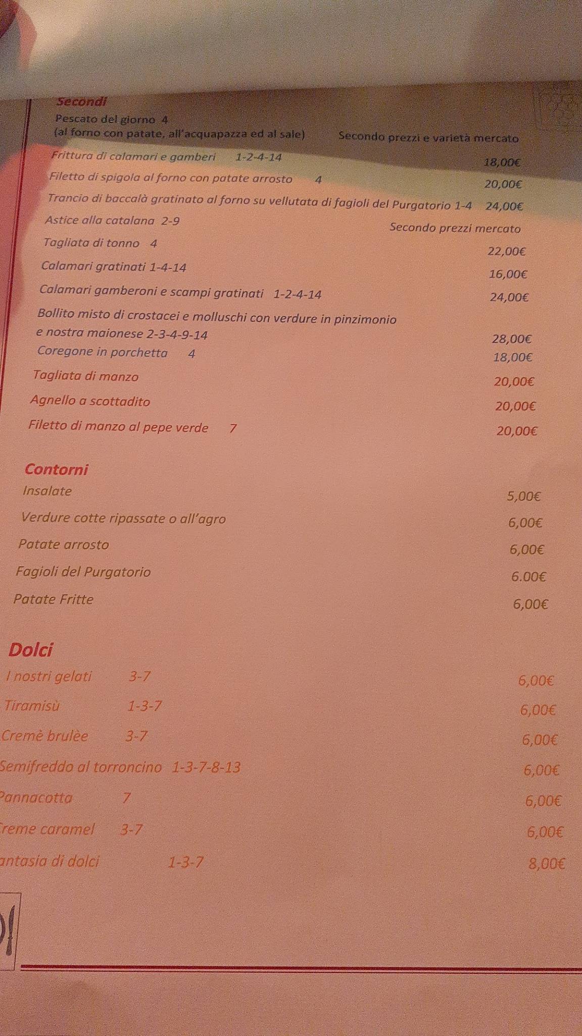 Ristorante La Ripetta меню