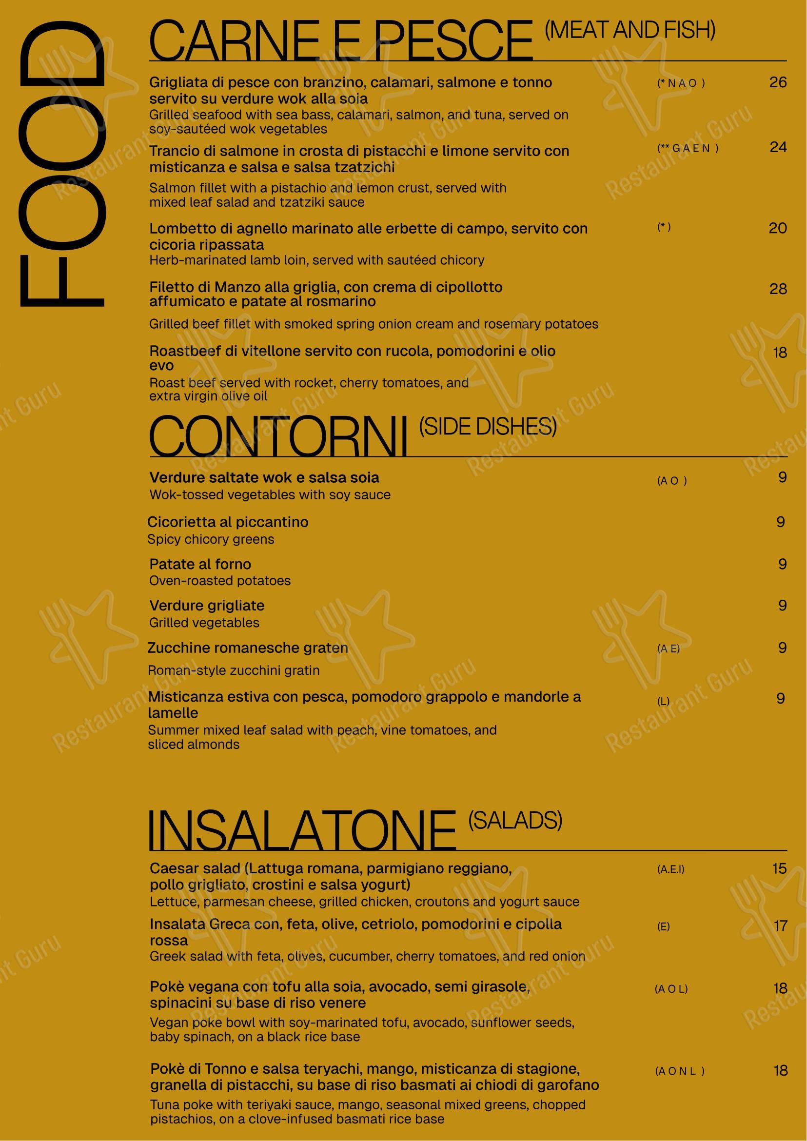 Меню напитков ресторана Ristorante Moscati в Риме