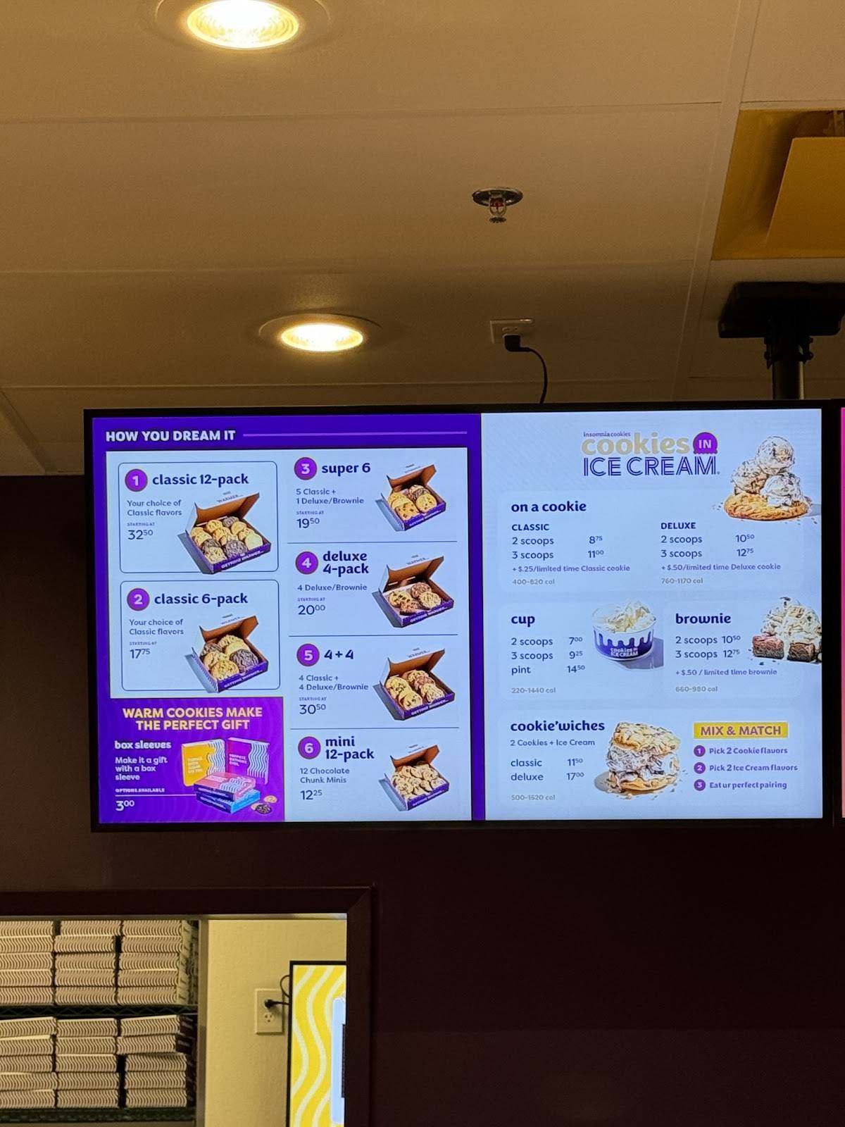 Insomnia Cookies меню