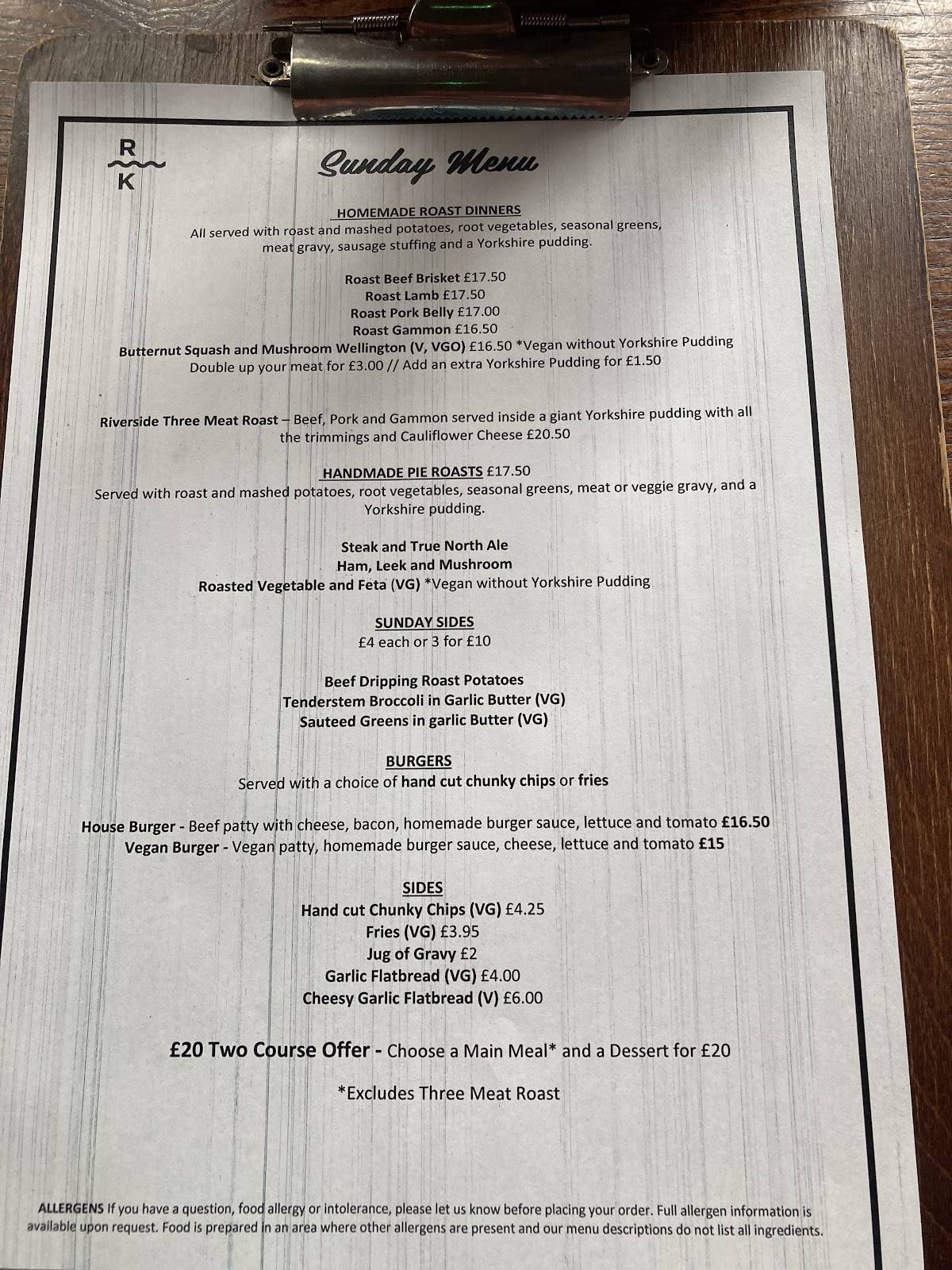 Riverside Kelham меню