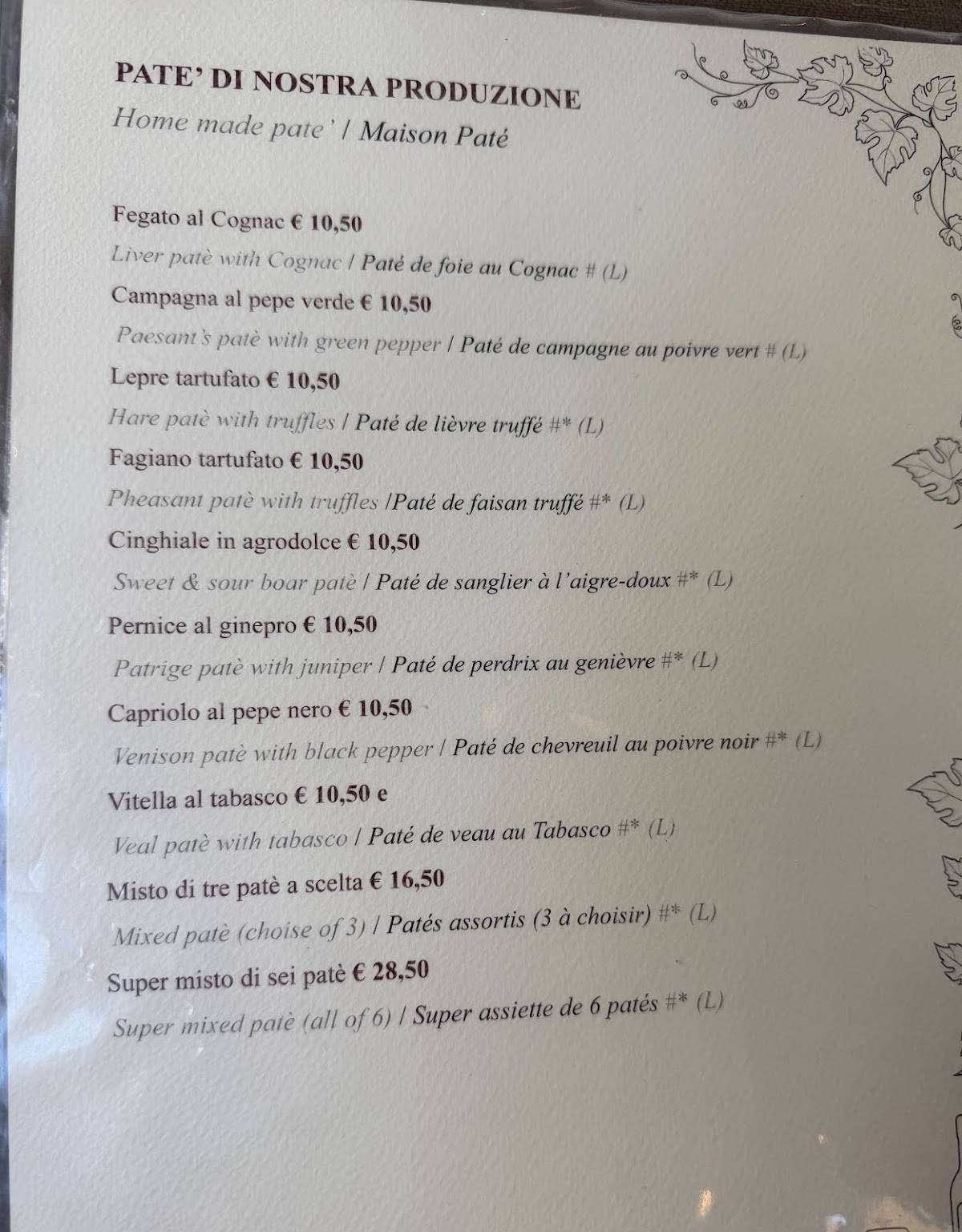 Cul De Sac меню