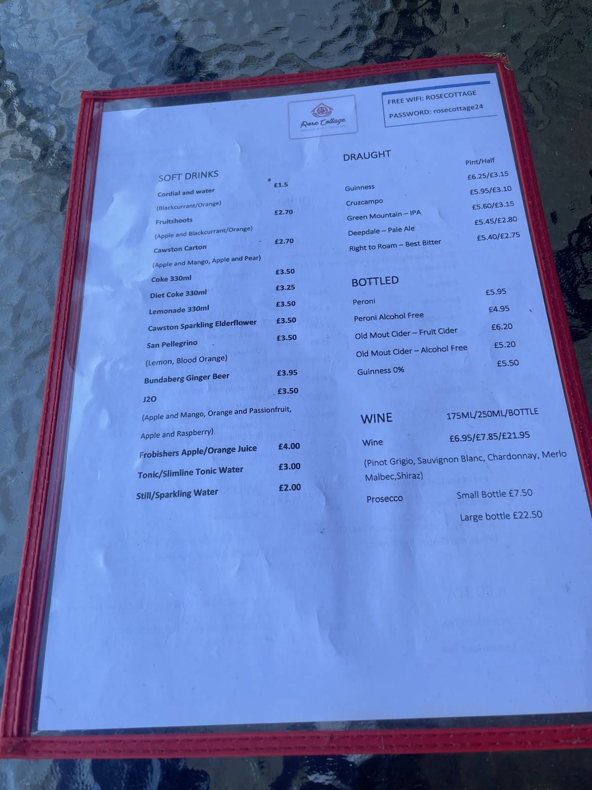 Rose Cottage Cafe & Bistro меню