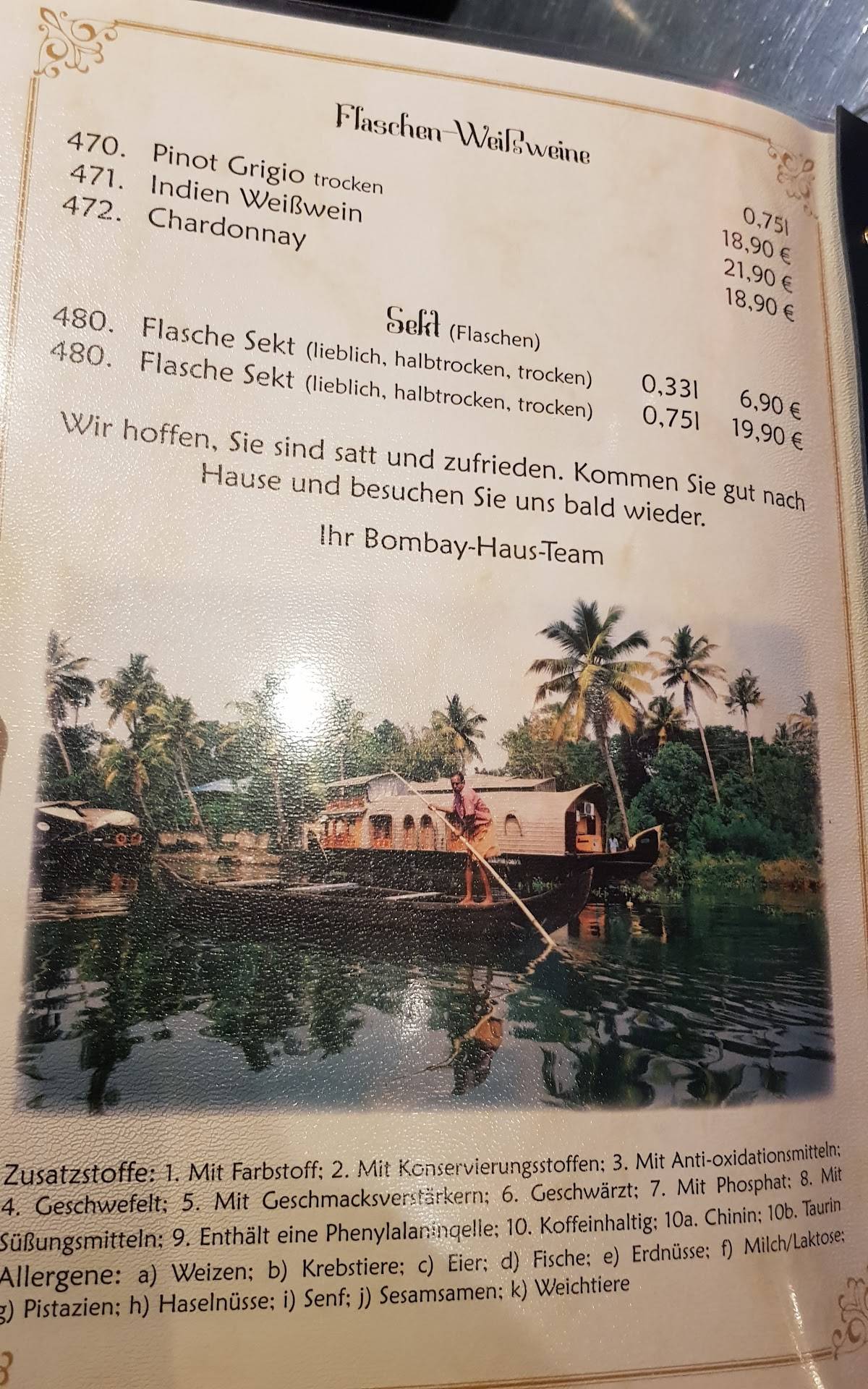 Bombay-Haus меню
