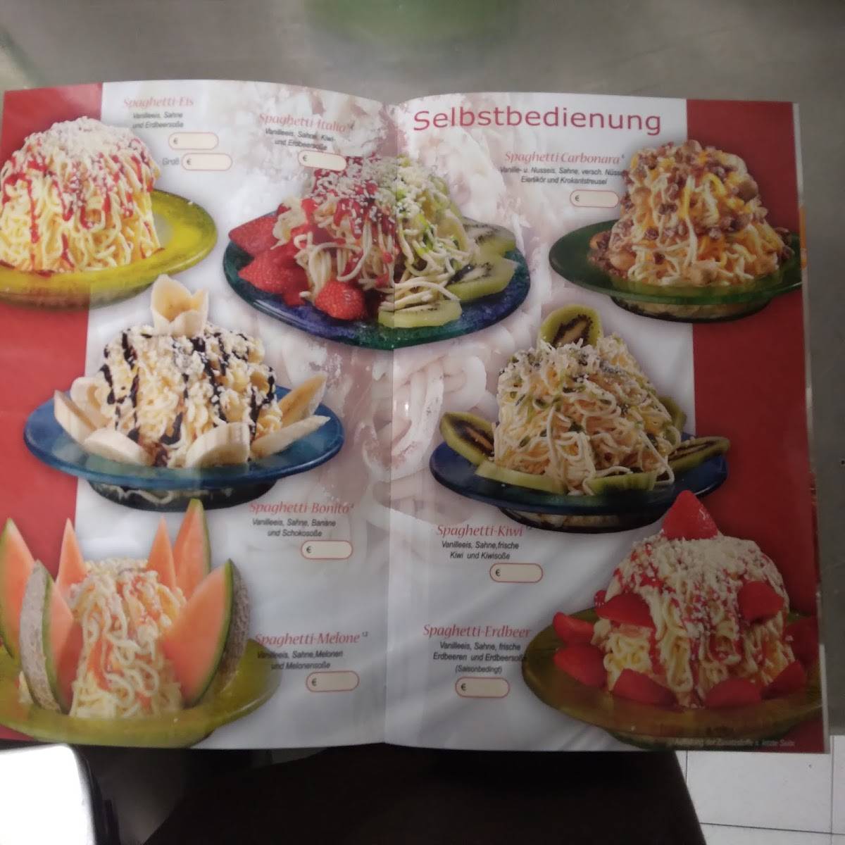 Eiscafé Pinnocchio меню