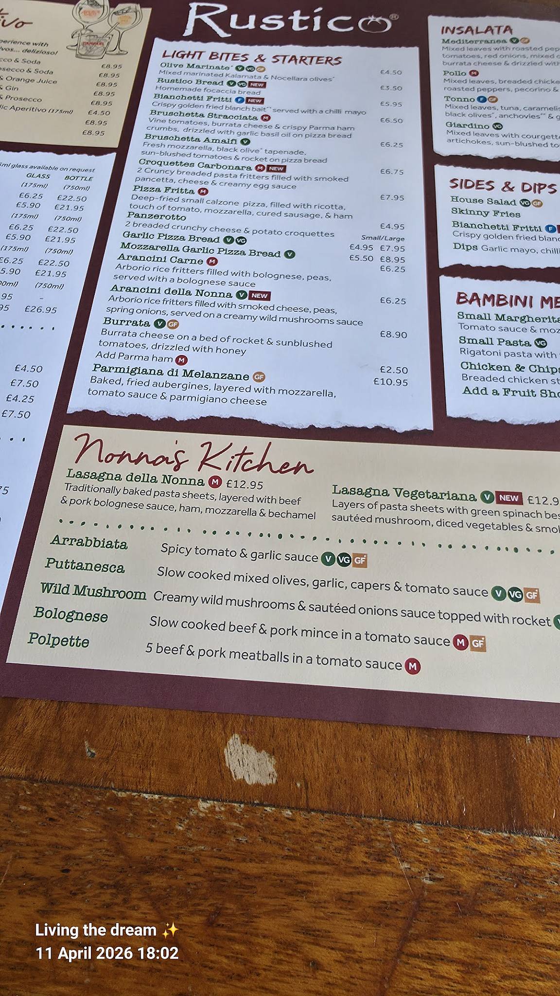 Rustico Neapolitan (Hove) меню