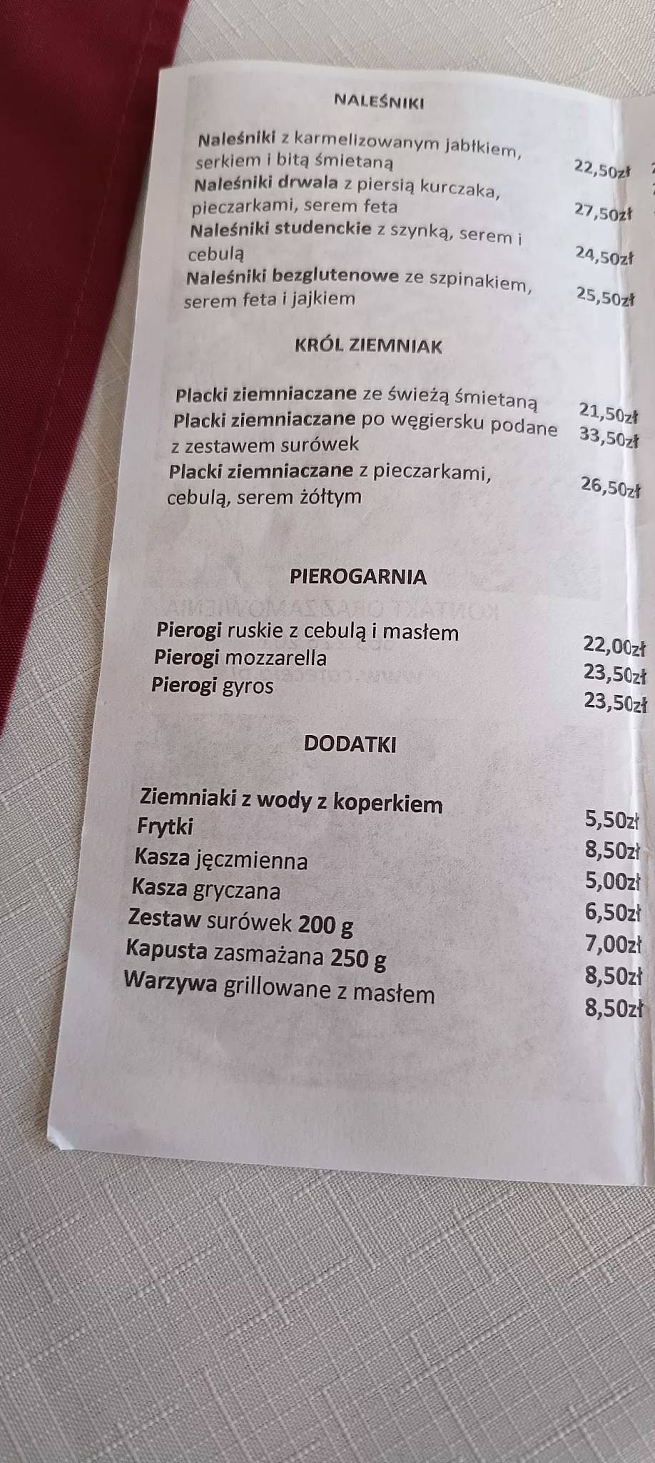 Restauracja Cafe Cela Rzeszów меню