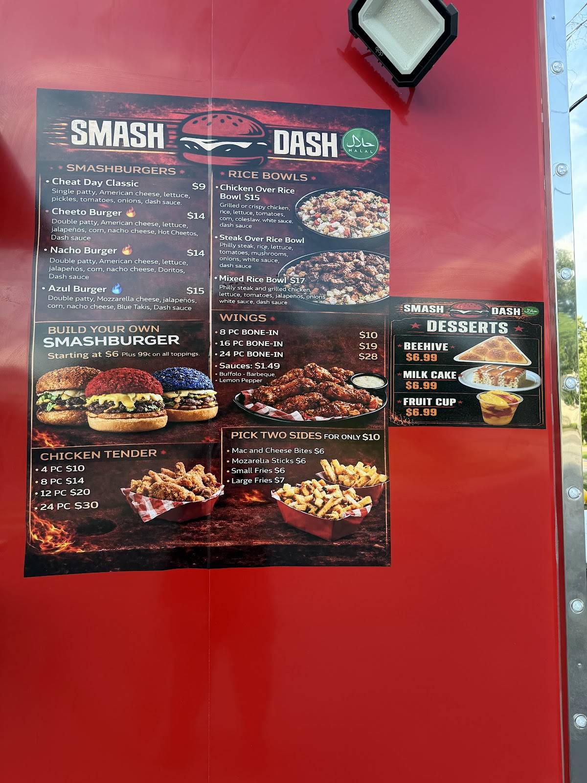 SMASH-N-DASH меню